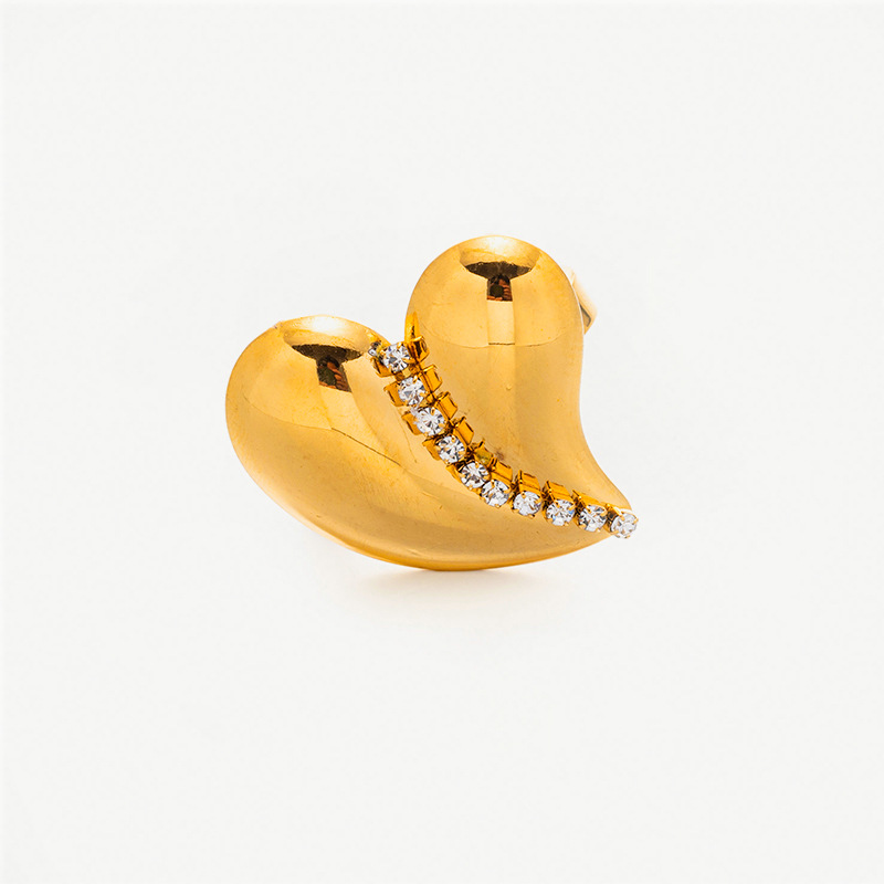Anillo de zircon de amor de acero inoxidable de alta calidad, anillo de titanio exagerado, joyas de mano de acero de titanio, anillos europeos y estadounidenses transfronterizos
