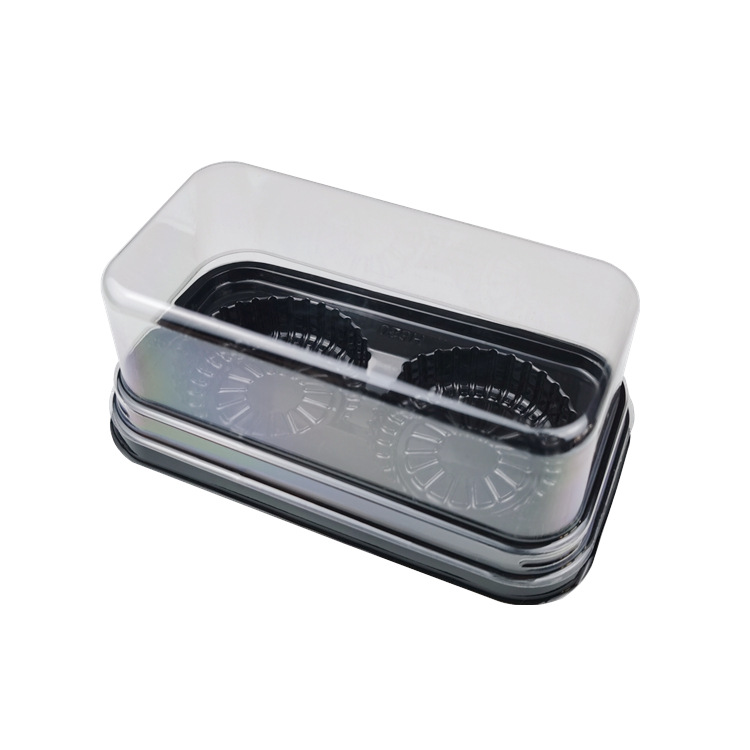 Dos piezas de nieve Meiniang caja de embalaje puff yema de huevo crujiente mundo conjunto pastel caja de embalaje 2-rejilla cubierta transparente al por mayor