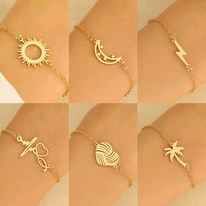 European and American Fashion Stainless Steel Simple No Fading Explosions Real Gold Electroplated Bracelet Fashion Gold Bracelet Foreign Trade Accessories
