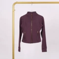 Eggplant purple gold zipper cropped jacket