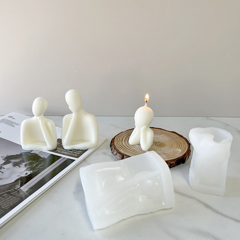 Branquias familia vela molde de silicona DIY aromaterapia retrato humano abstracto hecho a mano jabón decoración yeso