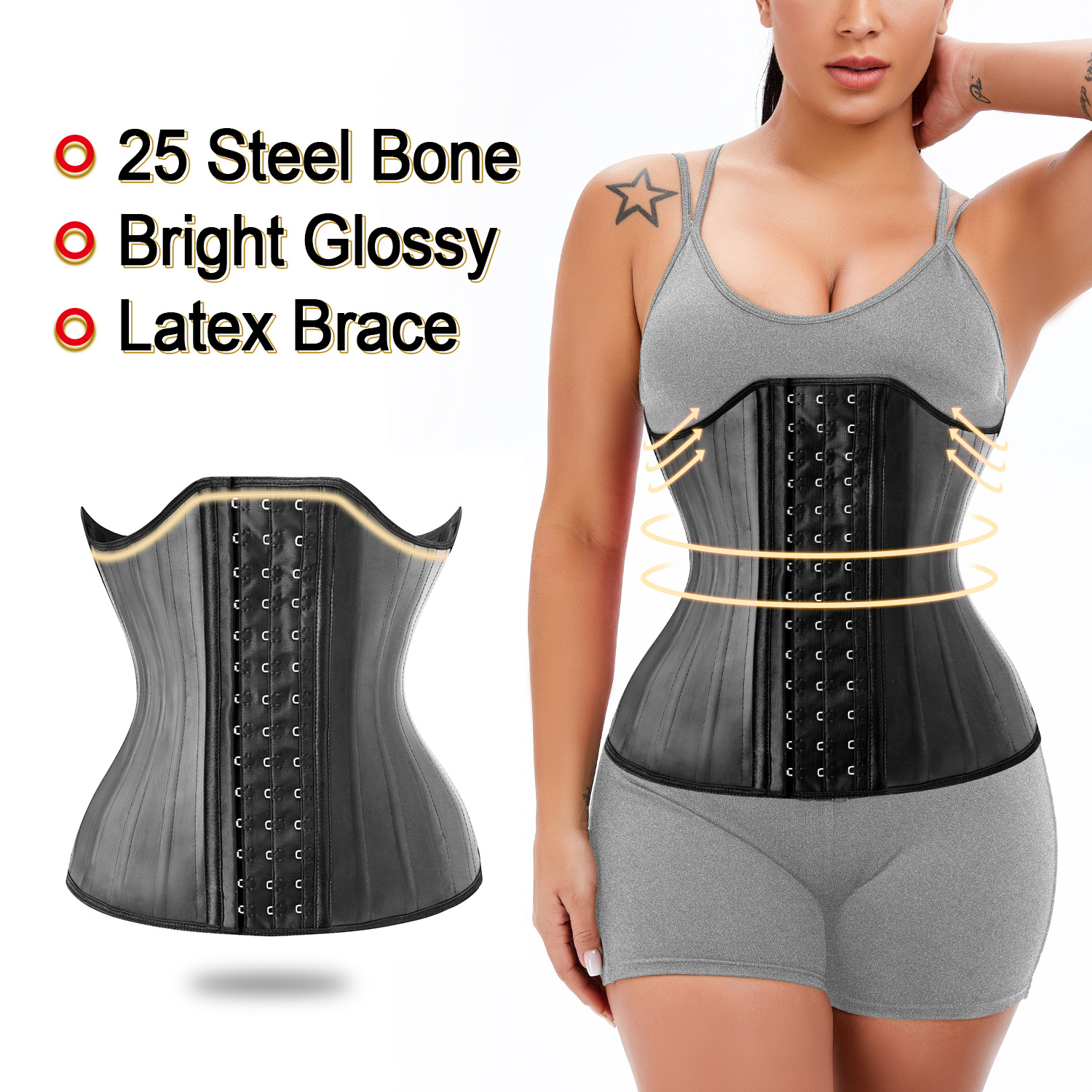 Hot European and American Latex Corset and Abdominal Belt, Girdle Support, Chest Restraint Belt, Wholesale Waist Shaping Summer Body Manager