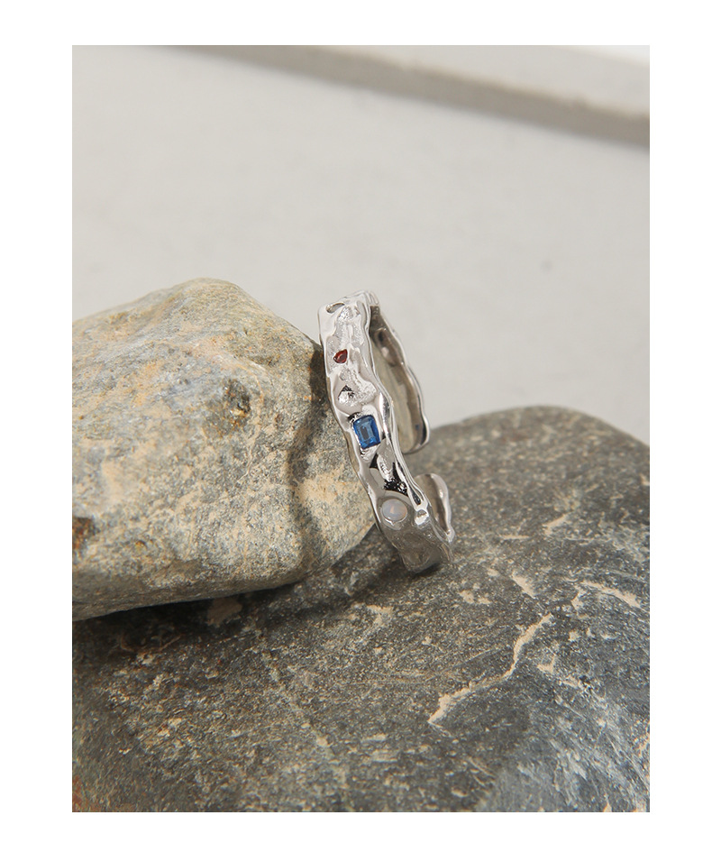 Fashion Geometric Silver Plating Zircon Open Ring