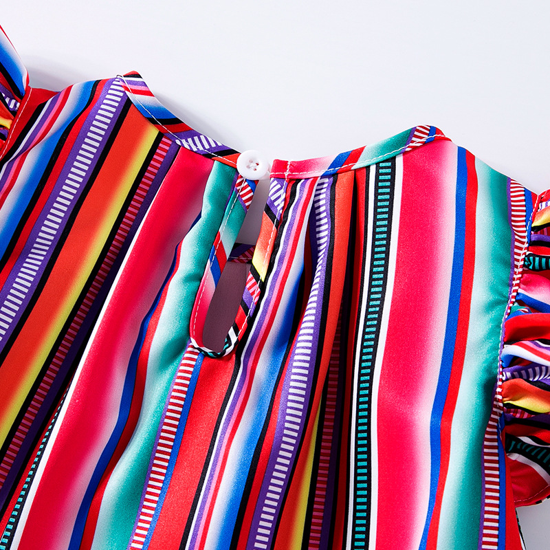 Wholesale 6M3Y Baby Girls Sets Striped Flutter Sleeve