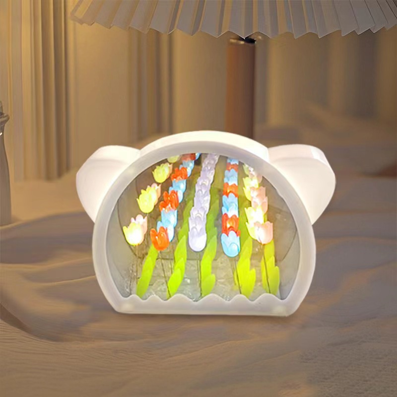 Handmade diy bear flower sea night light [mixed colors]