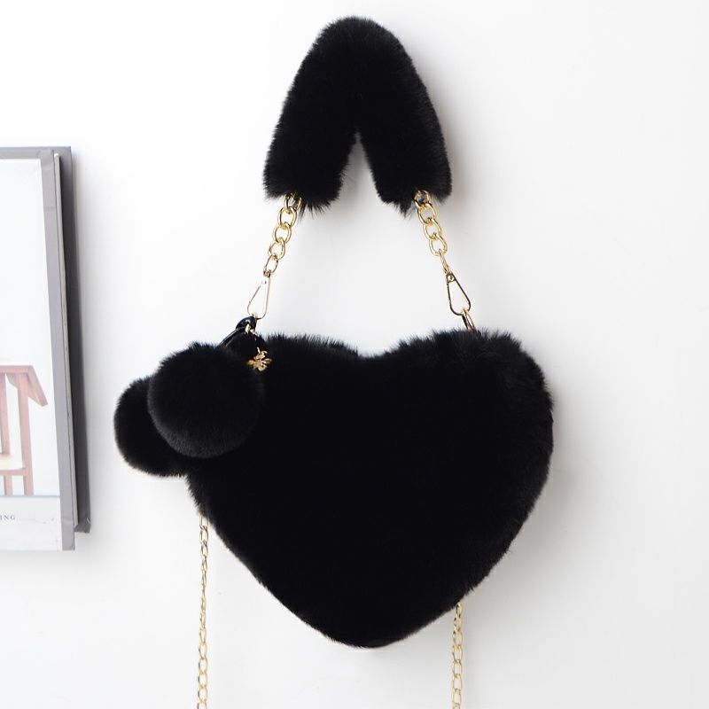 Heart-Shaped Handbag, New Trendy Niche Handbag, Fashionable Furry Crossbody Bag, Cute Handbag Heart-Shaped Handbag, New Trendy Niche Handbag, Fashionable Furry Crossbody Bag, Cute Handbag
