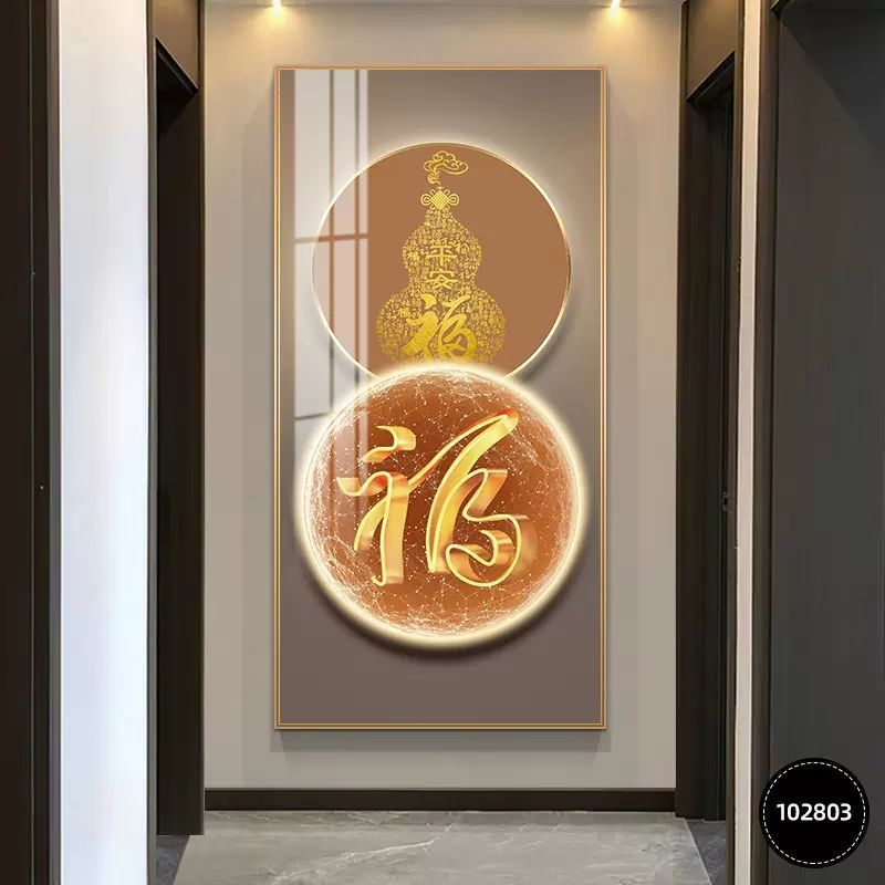Pintura decorativa de entrada moderna de lujo ligera atmósfera Fu Zi de alta gama mística fondo mural decoración de muros colgantes de pasillo mural image 23