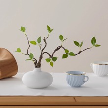 ✬绿植假花摆件细腰玻璃瓶绿色餐桌装饰酒店摆设 塑料花