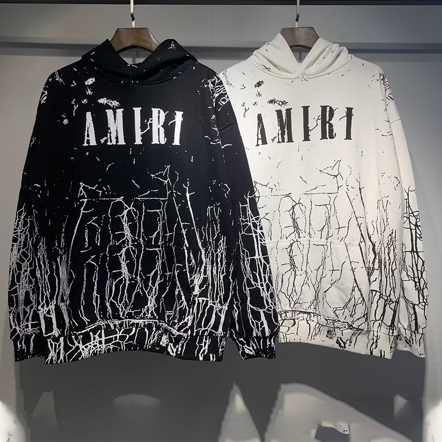 AMIRI suéter colección de letras de impresión transfronterizas 360 gramos de anillo masculino suelto casual sudadera encapuchada
