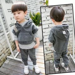 春秋童裝0到1至2歲3-4周半兒童男裝衛衣服套裝寶寶個性小男孩