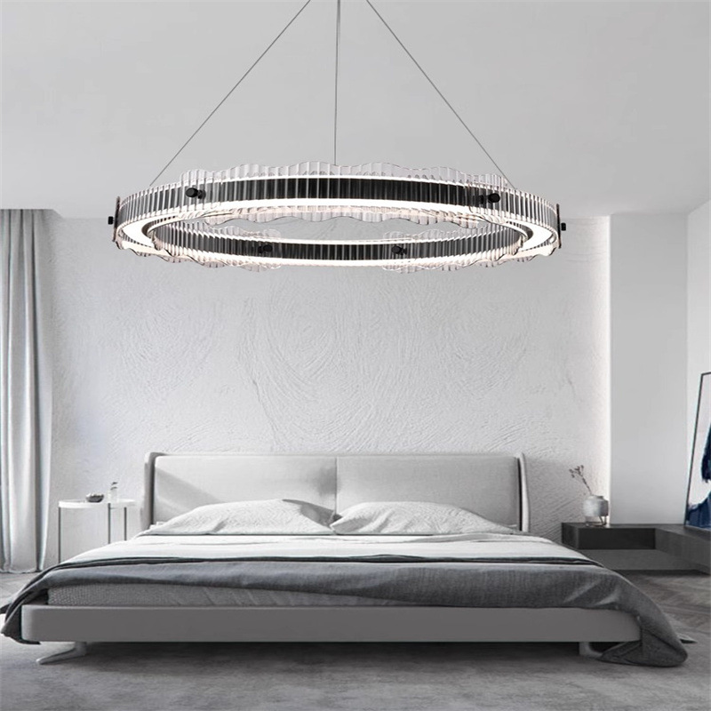 Lámpara principal de sala de estar italiana moderna simple candelabro dormitorio comedor lámpara de vidrio lujosa dormitorio candelabro de sala de estar