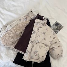 2024儿童棉服冬季韩版新款加绒洋气碎花宝宝外套保暖夹棉加绒棉袄