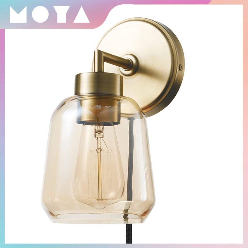 Single head wall lamp bedroom bedside lamp LED with plug cord corridor American industrial wind wayfair cross-border Amazon