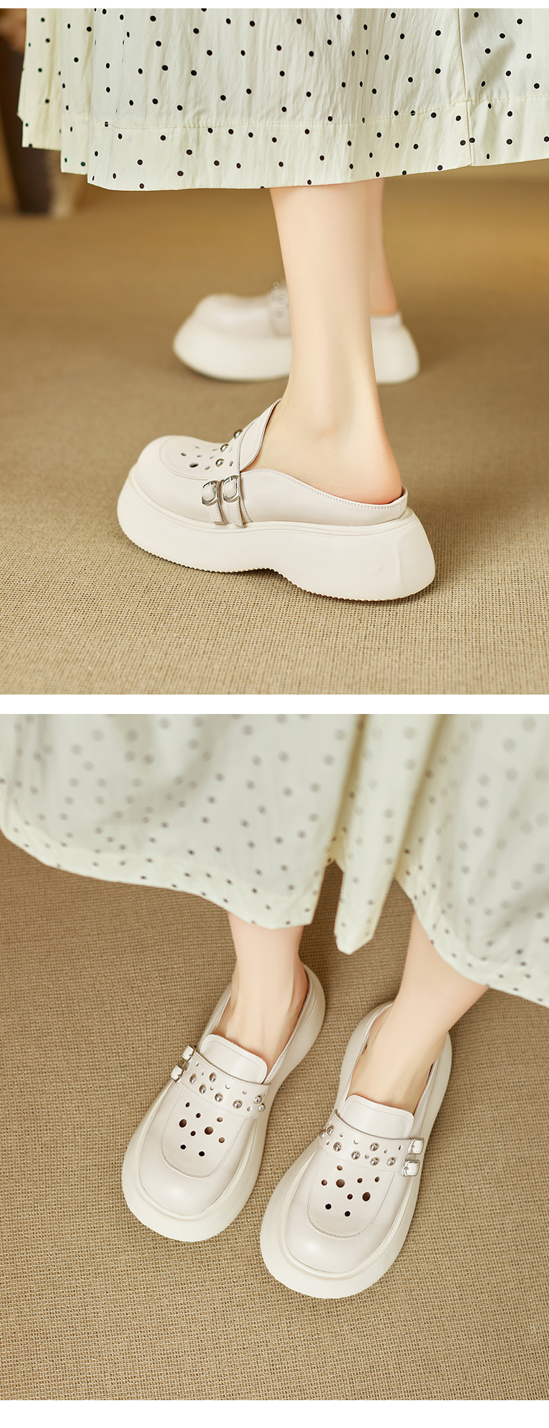 Dép sandal nữ đế dày quai chữ V mũi bao bít — đen chi tiết 8
