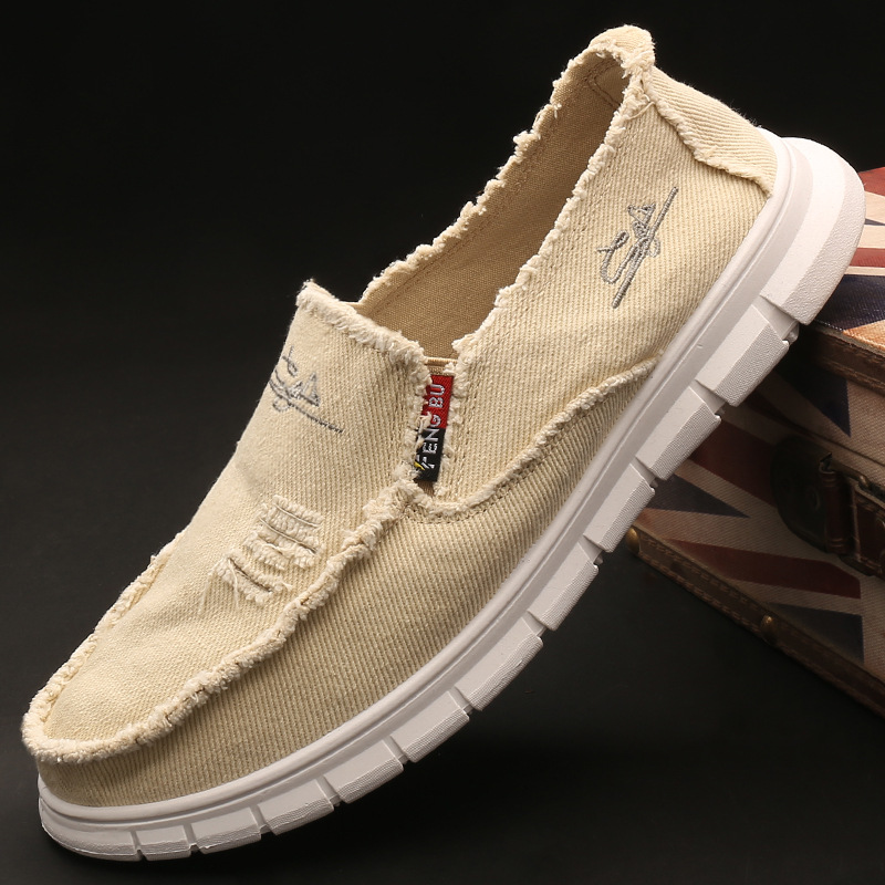 Fengbu 3007 men's casual canvas shoes all-matching autumn breathable soft bottom spring fashionable shoes flat shoes open