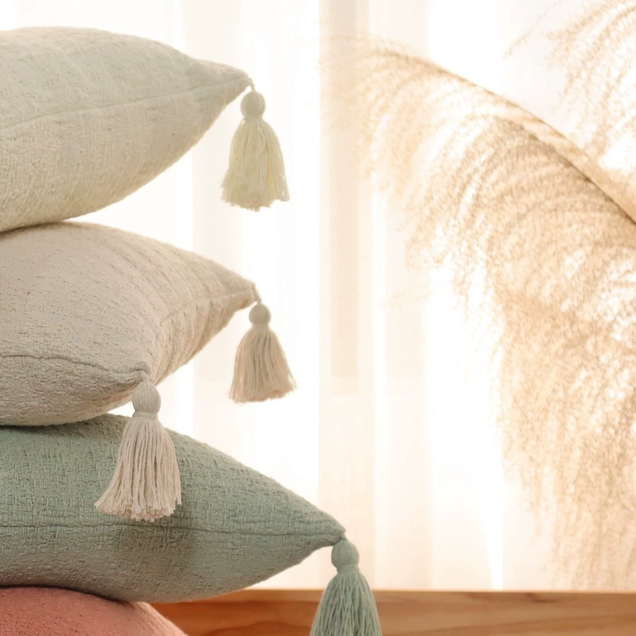 Pillow handmade with tassels, bag accessory, DIY
