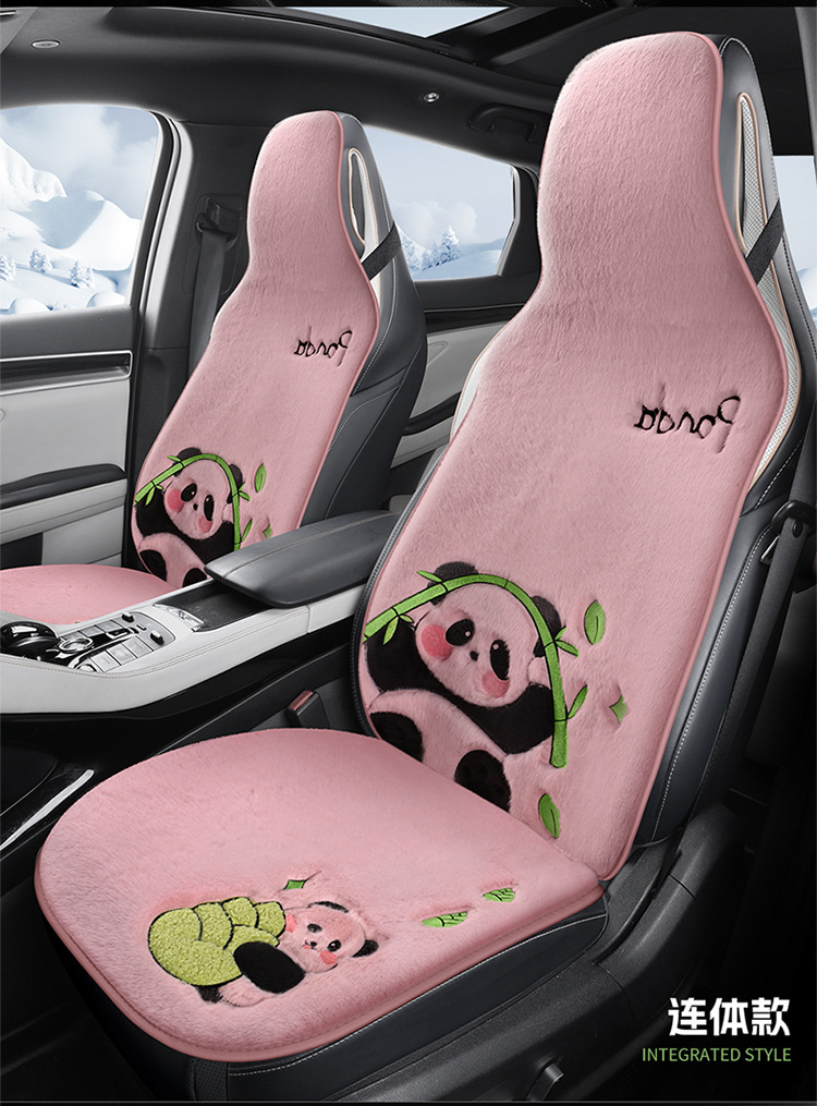 Car Seat Cushion Soft Plush Winter Plush Cute Panda Cartoon Goddess Car Half-Cover Seat Cover Non-Slip Car Mat