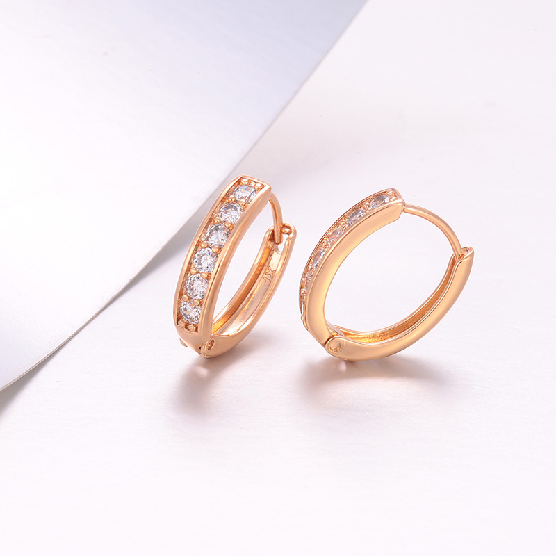 Hebillas de Oreja Geométricas de Aleación de Cobre Chapadas en Oro de 18K, Diseño Ovalado, para Mujer