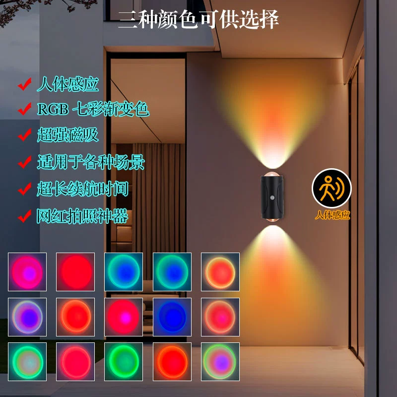 Atmospheric smart physiological induction night light, rechargeable magnetic wall sconce, gradient