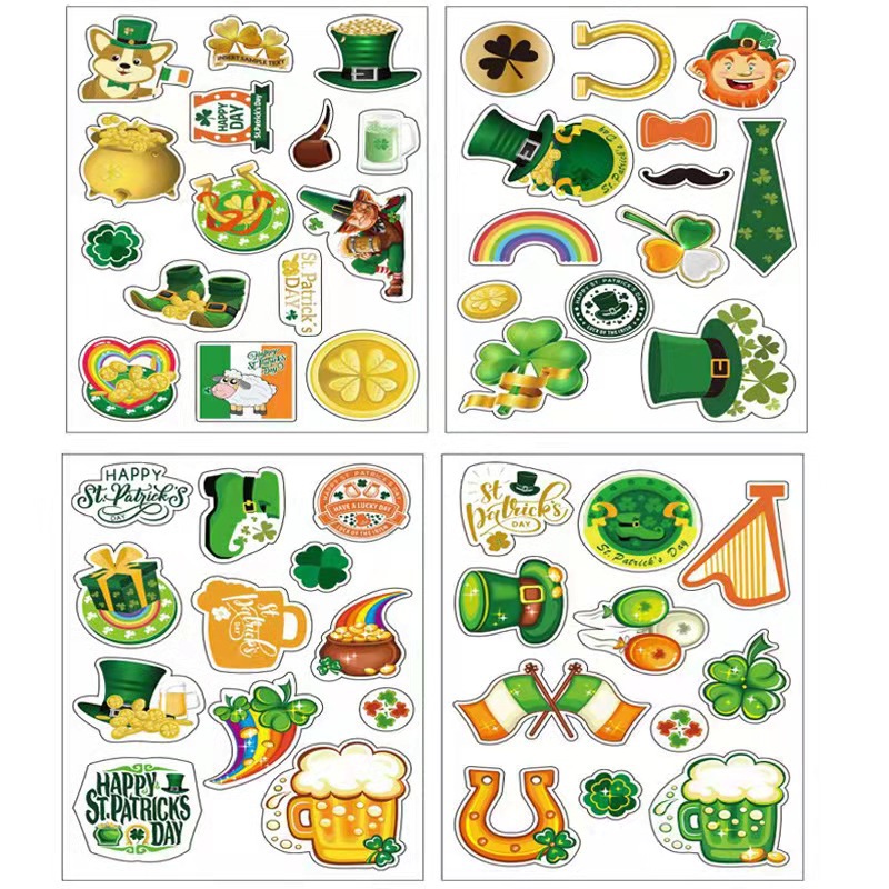 亚马逊速卖通2022新款ST.Patrick's Day圣帕特里克节爱尔兰节贴纸