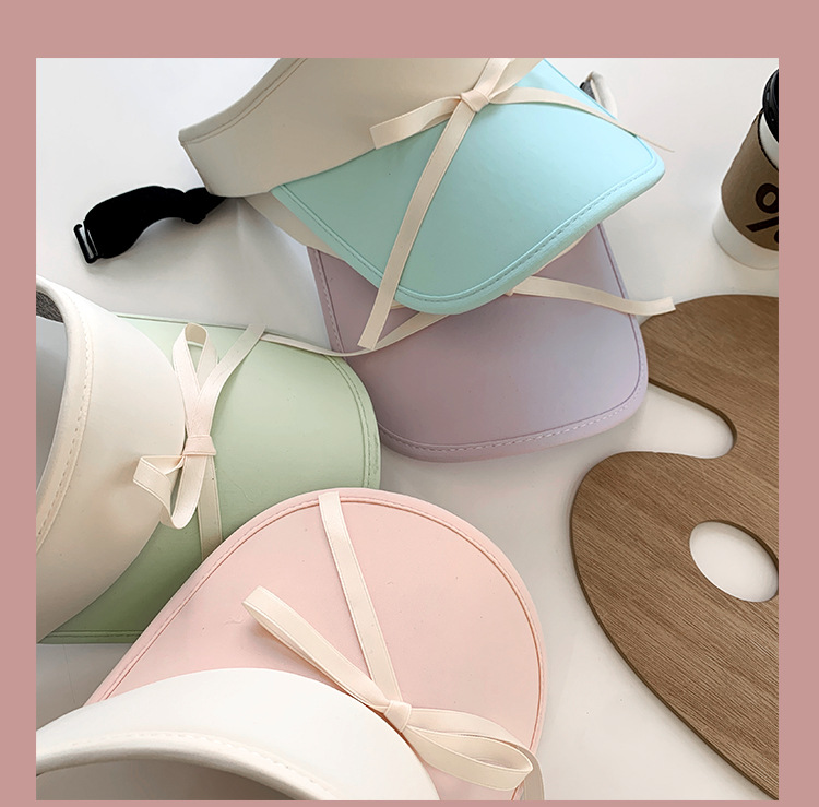 New Sweet Bow Tie with Ice Silk Sunscreen Open Top Hat for Women Summer Sunshade Macaron Color Versatile Big Eaves_voghion.com