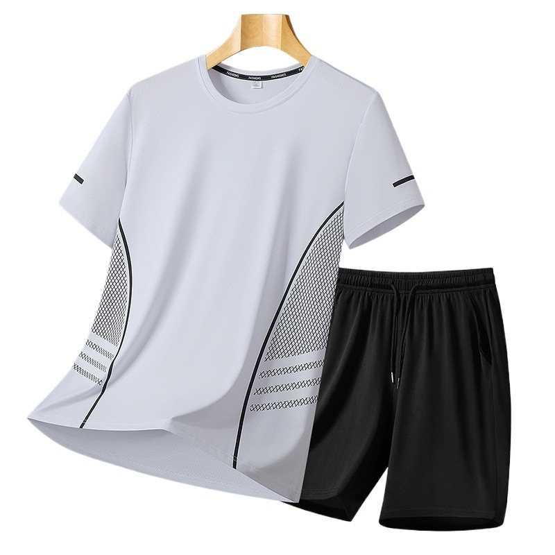 [Punto de puesto principal] Camiseta de cuello redondo de secado rápido de manga corta de estilo caliente Traje de carrera de moda deportiva casual para hombres