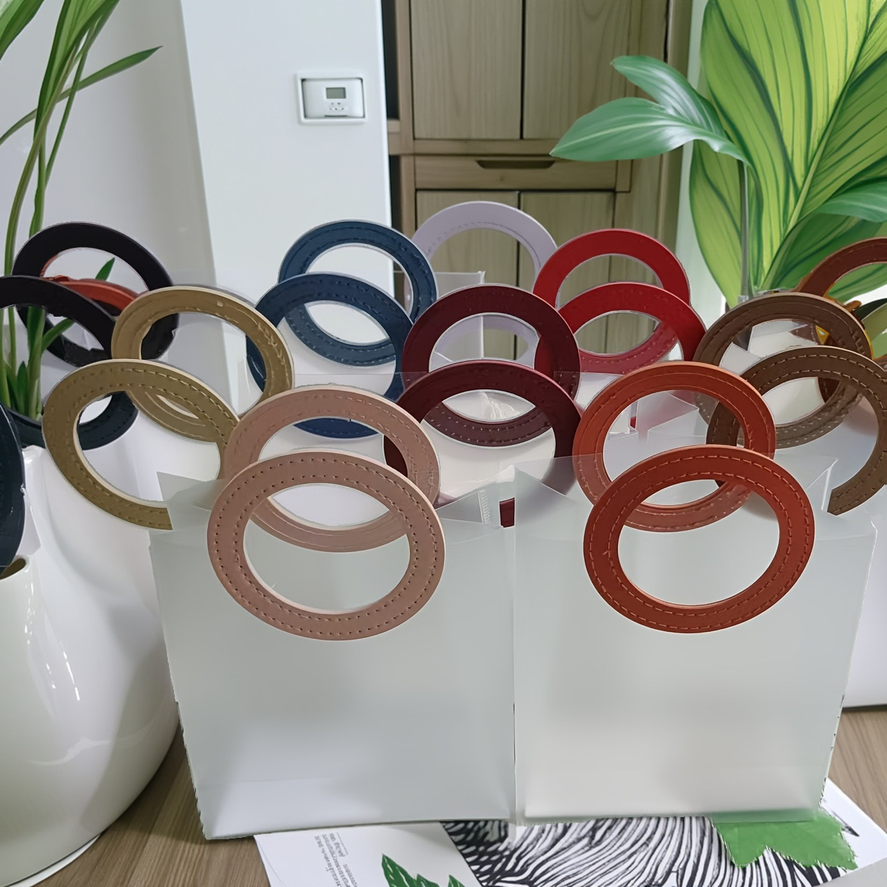 网红婚庆伴手礼PP手提袋 透明磨砂ins风塑料手提购物袋礼品袋节日