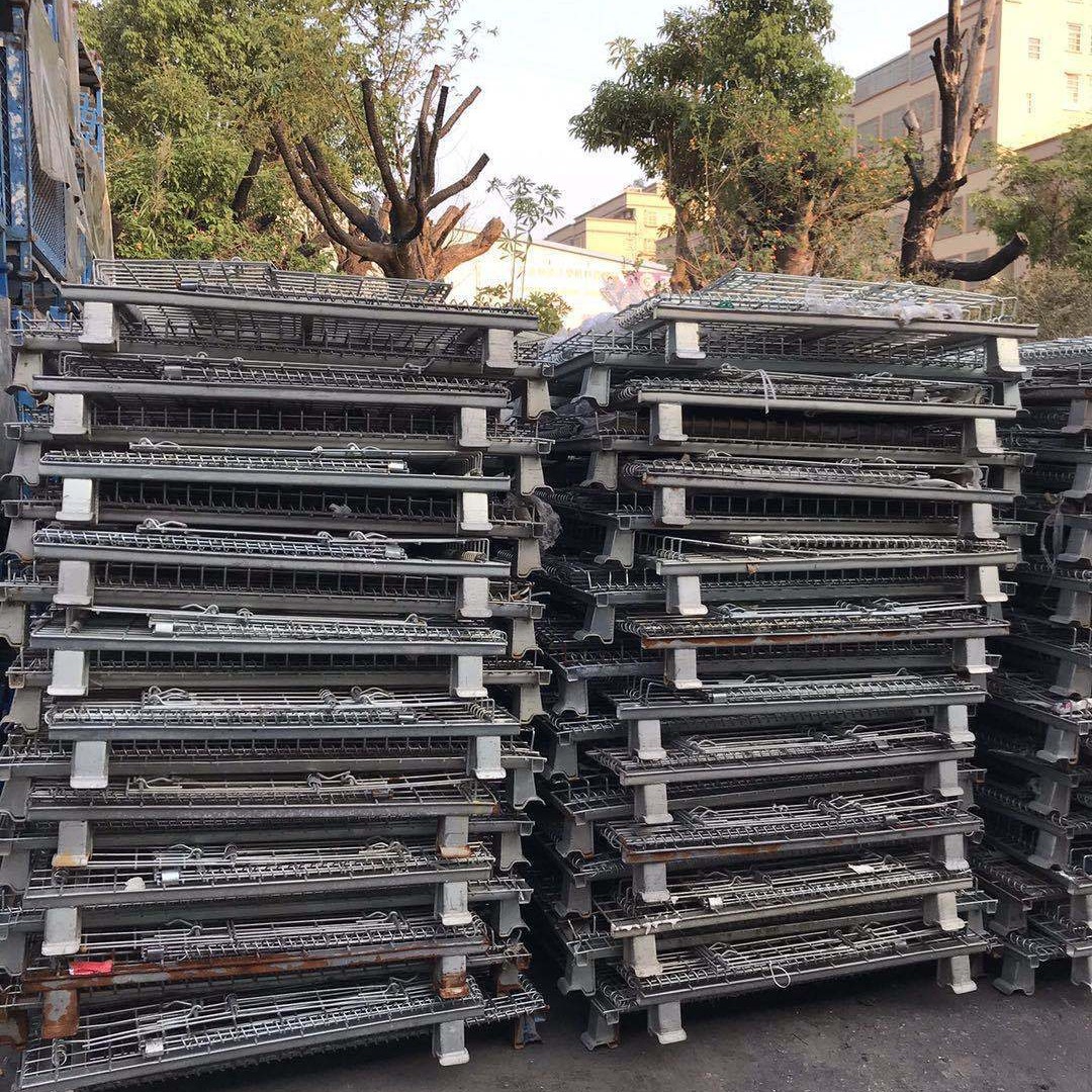 出售二手铁筐铁框仓库笼仓储周转蝴蝶笼折叠式仓储车
