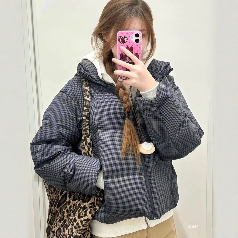 25 Autumn and Winter New Women's Seamless down Jacket Short Jacket Stand Collar Warm Jacket Jacket Top 478578