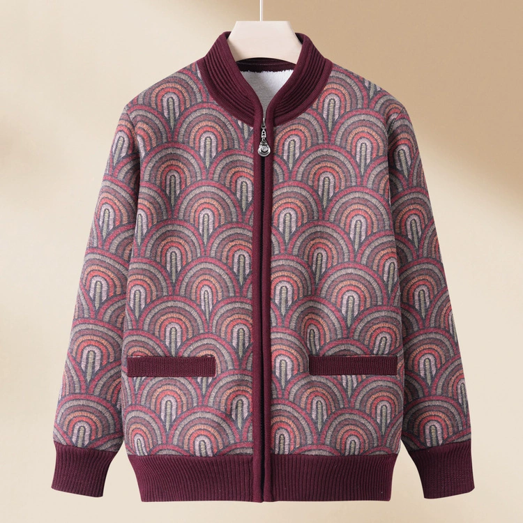 Бабушка зимний вязаный свитер для пожилых людей осенью свободный топ для женщин среднего возраста мама бархатный толстый осенний зимний свитер