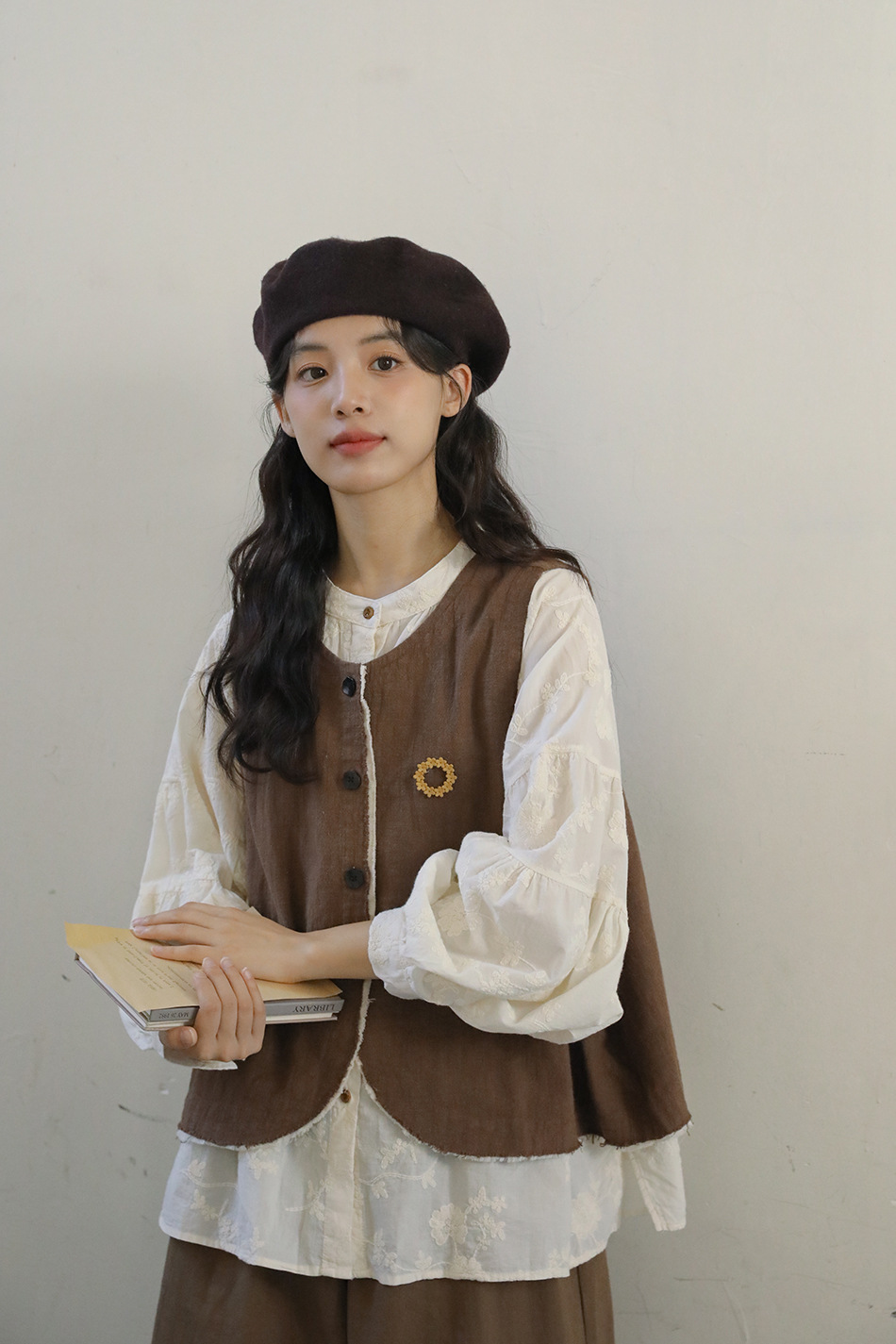 Real Shot: Japanese-style Design, Elaborate Embroidery, Pure Cotton Women's Shirt, Spring French Vintage High-end Shirt_ecoleips.com