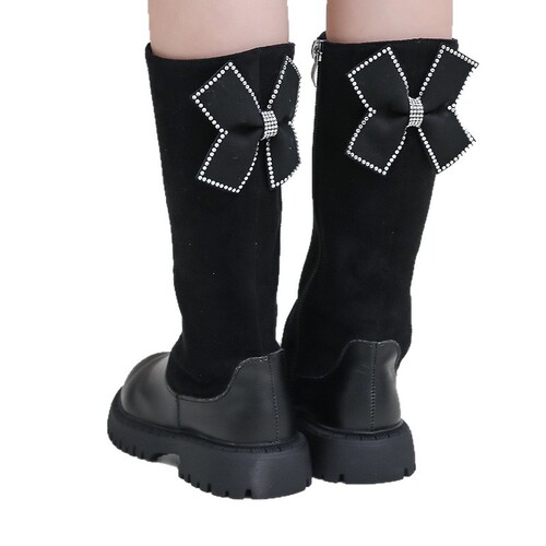 Kids' Mid-to-High Cut Boots, Fleece Lining, 2025 Autumn/Winter Collection: Comfortable, Versatile, Fashionable, and Minimalist Style Boots for Girls