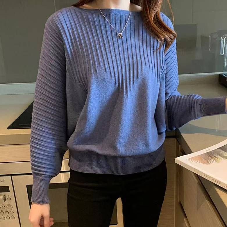 2024 Japanese and Korean Autumn and Winter New Dolman Sleeve Knitted Sweater Women's Long Sleeve Pullover Loose Lazy Style Outer Wear Sweater