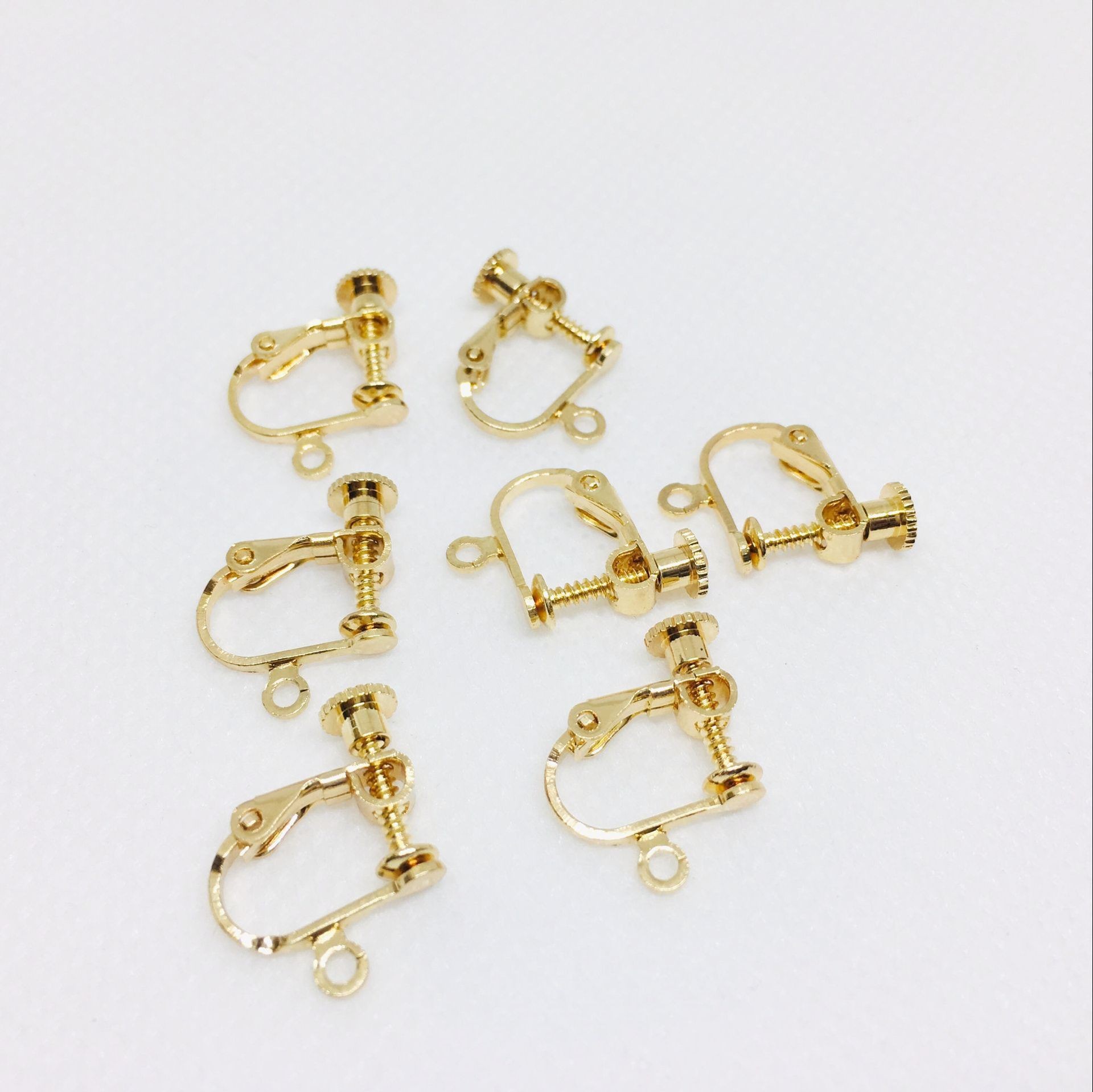 ノンホールスクリューイヤークリップ、波珠ヘッド、吊り下げU字型、調節可能DIYイヤリング素材、新中式イヤリング