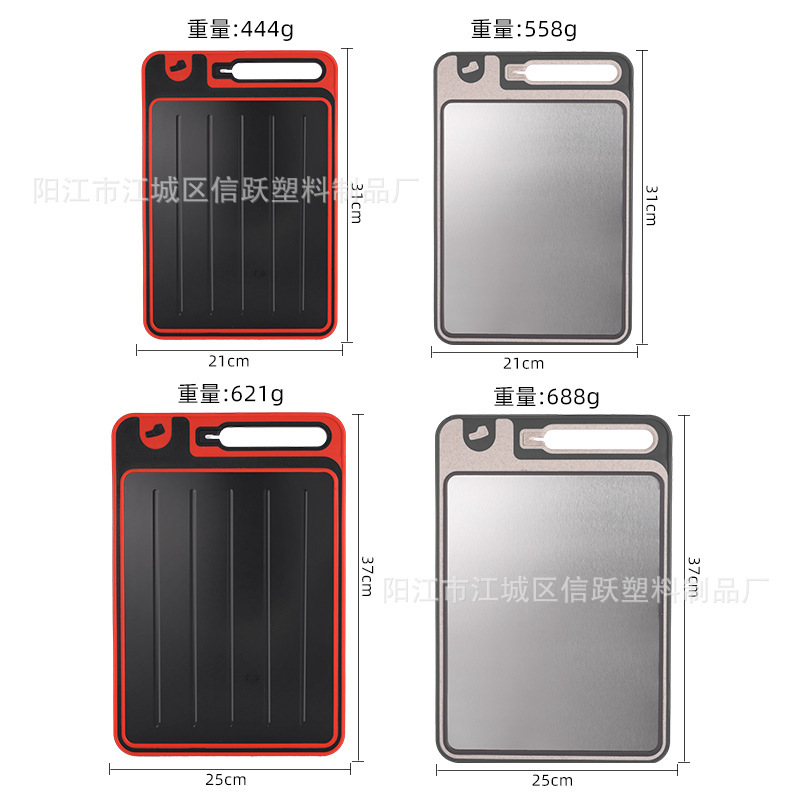 Placa de verduras multifuncional de descongelación de doble cara Placa de verduras de aleación de aluminio con afilador de ajo de molienda Pintura de pulverización Placa de corte de verduras de molienda