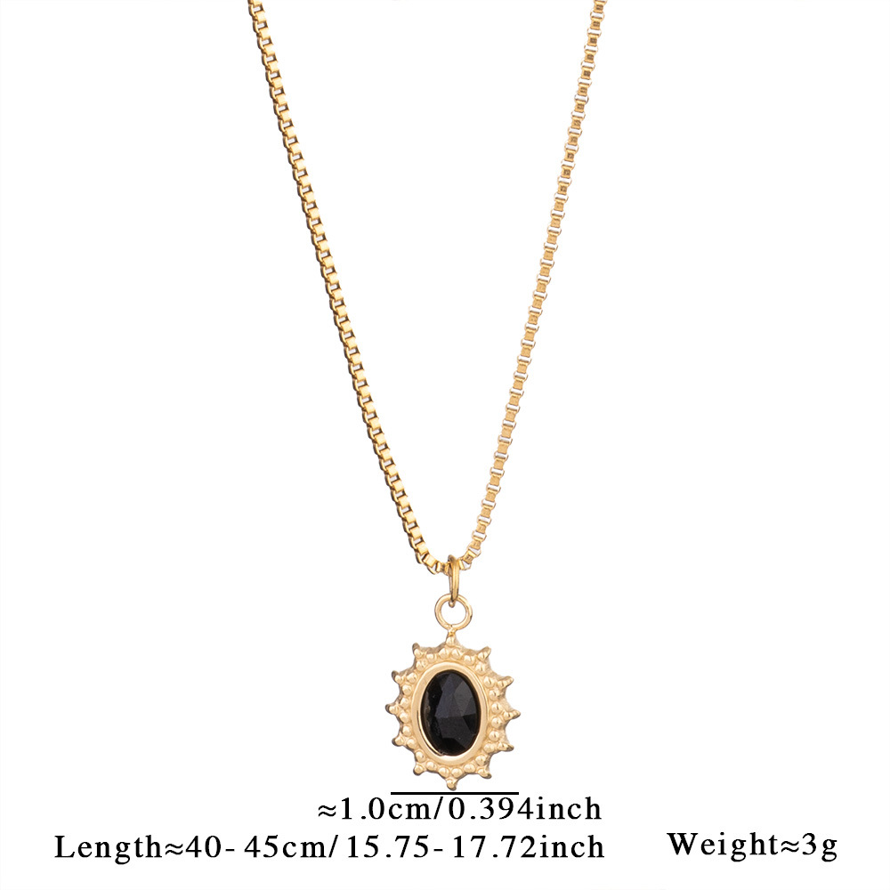 6g Weight Titanium Steel Pendant Material Natural Stone Inlay Material Pendant Necklace Classification Titanium Steel Chain Material cable chain, box chain Chain Type 1 Piece Quantity Casual, Shopping Occasion Titanium Steel Material Geometric, Oval, Heart Shape Pattern Women's Gender Plating Design Vintage Style, Classic Style Style Wholesale Jewelry Vintage Style Classic Style Geometric Oval Heart Shape Titanium Steel Natural Stone Plating Pendant Necklace 16