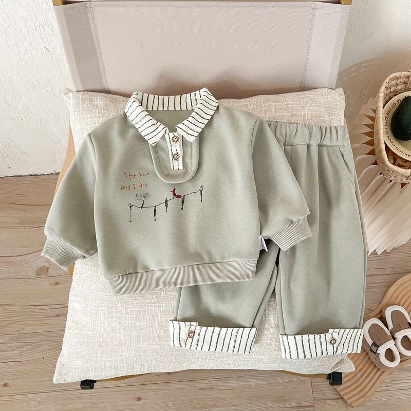 106059819@qq.com Conjunto Infantil Masculino de Manga Comprida, Estilo Novo, para Crianças e Bebês, Conjunto Elegante de Duas Peças para Passeios na Primavera, Fofo_voghion.com
