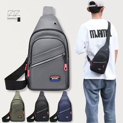 New men's high-quality waterproof nylon chest bag, simple and fashionable chest bag, large capacity multi-layer crossbody bag, single-shoulder bag