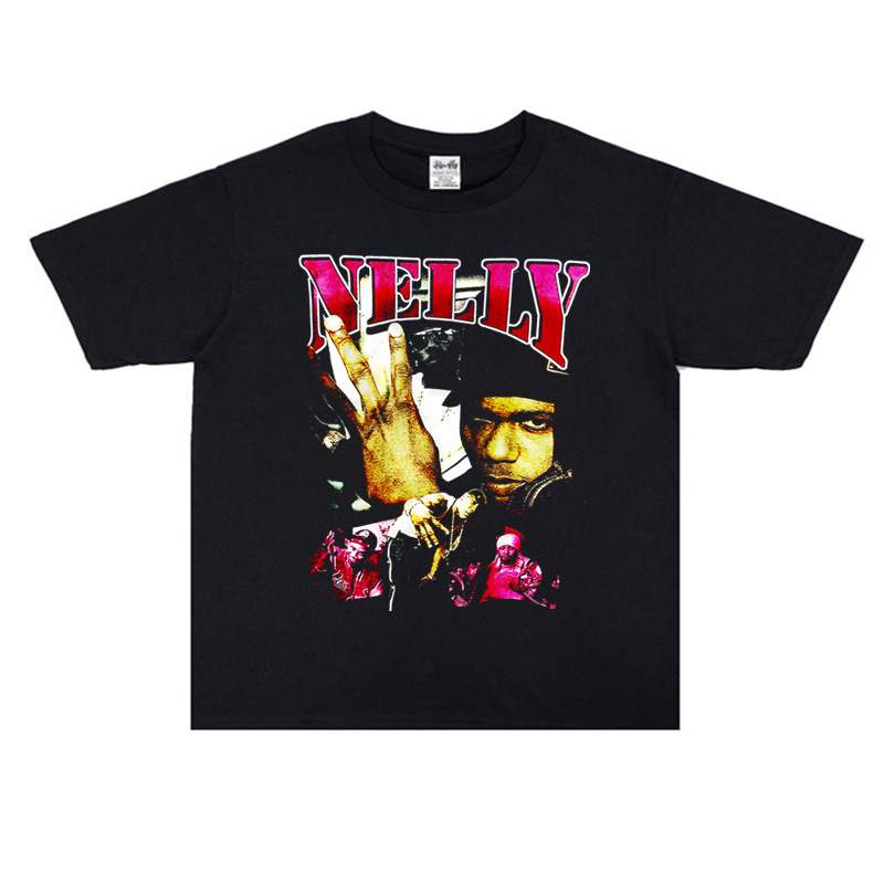 Southern Rap Rhythm and Blues Singer Nelly Nelly Printed T-shirt Short Sleeve Loose Cotton Heavy Round Neck