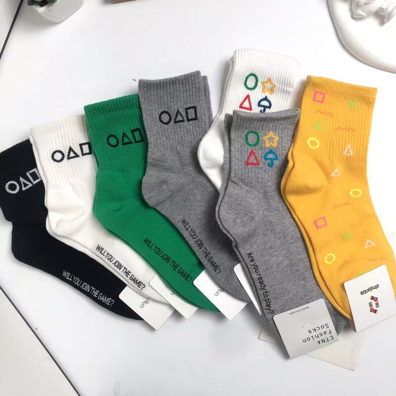 Korean Socks Cotton Socks Game Symbols Round Triangle Square Box Mid-Tube Dongdaemun Internet Celebrity Geometric Pattern Korean Socks Cotton Socks Game Symbols Round Triangle Square Box Mid-Tube Dongdaemun Internet Celebrity Geometric Pattern