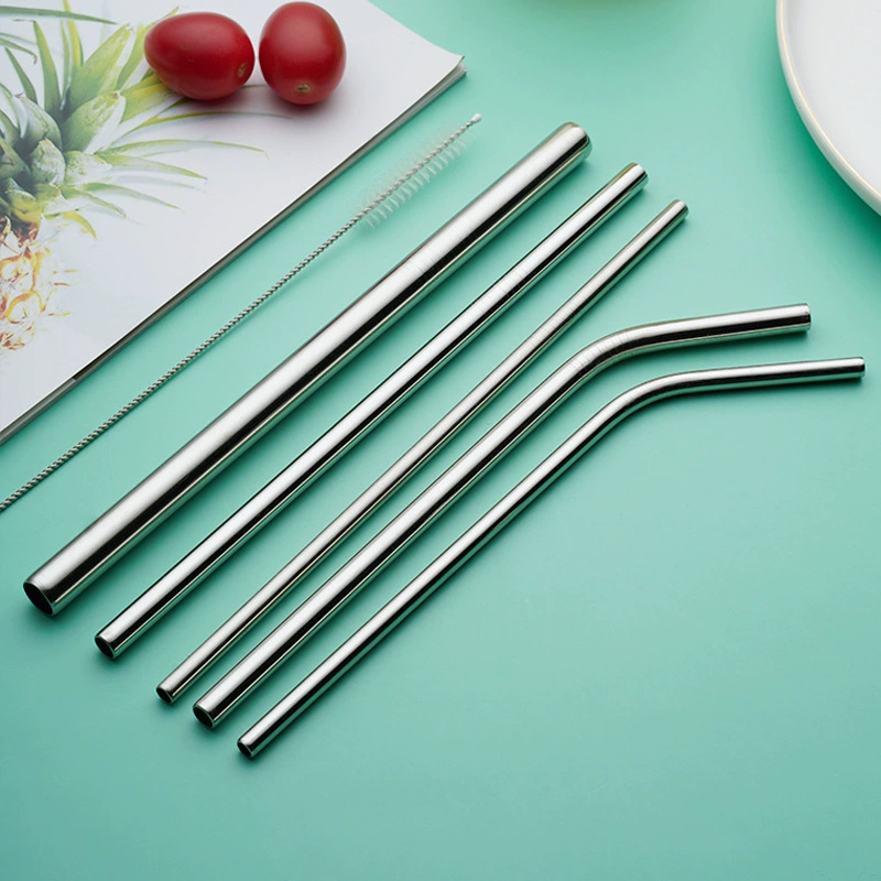 Handheld long straw stainless steel for commercial use, metal milk tea