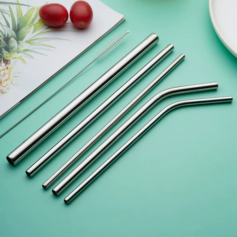 Handheld long straw stainless steel for commercial use, metal milk tea