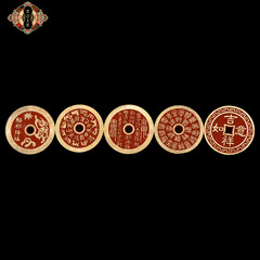 Hongda Brass Bagua Cinnabar Mountain Ghost Copper Coin Key Pendant Copper Coin Wholesale
