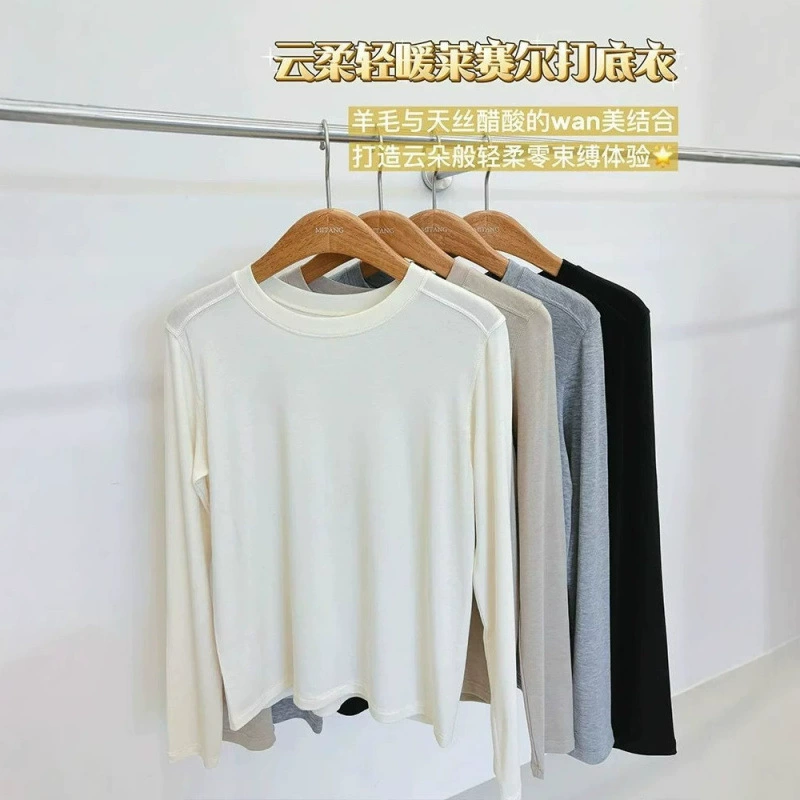 Весной и летом новый шерстяной туник с круглым вырезом