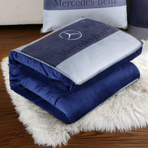 Car pillow quilt crystal velvet dual-purpose folding air-conditioning quilt pillow nap car logo pillow cushion waist protector