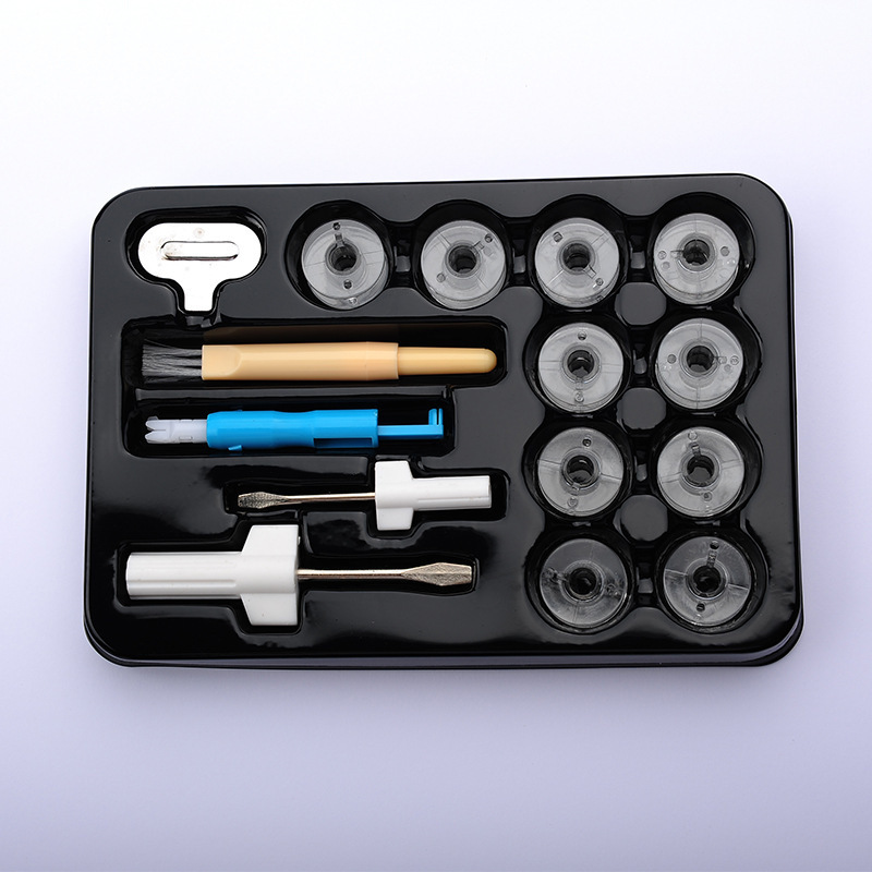 Accesorios para máquinas de coser, conjunto de herramientas de costura, destornillador de lanzadera combinado, tamaño de cepillo, destornillador, enhebrador