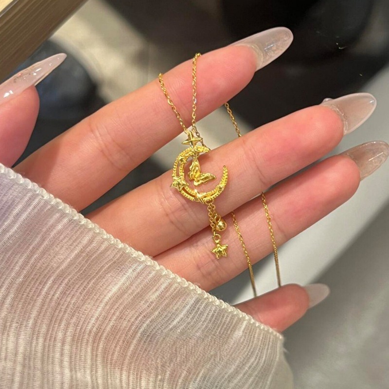 小众设计月亮蝴蝶流苏项链女轻奢高级感简约ins风百搭锁骨链配饰|undefined