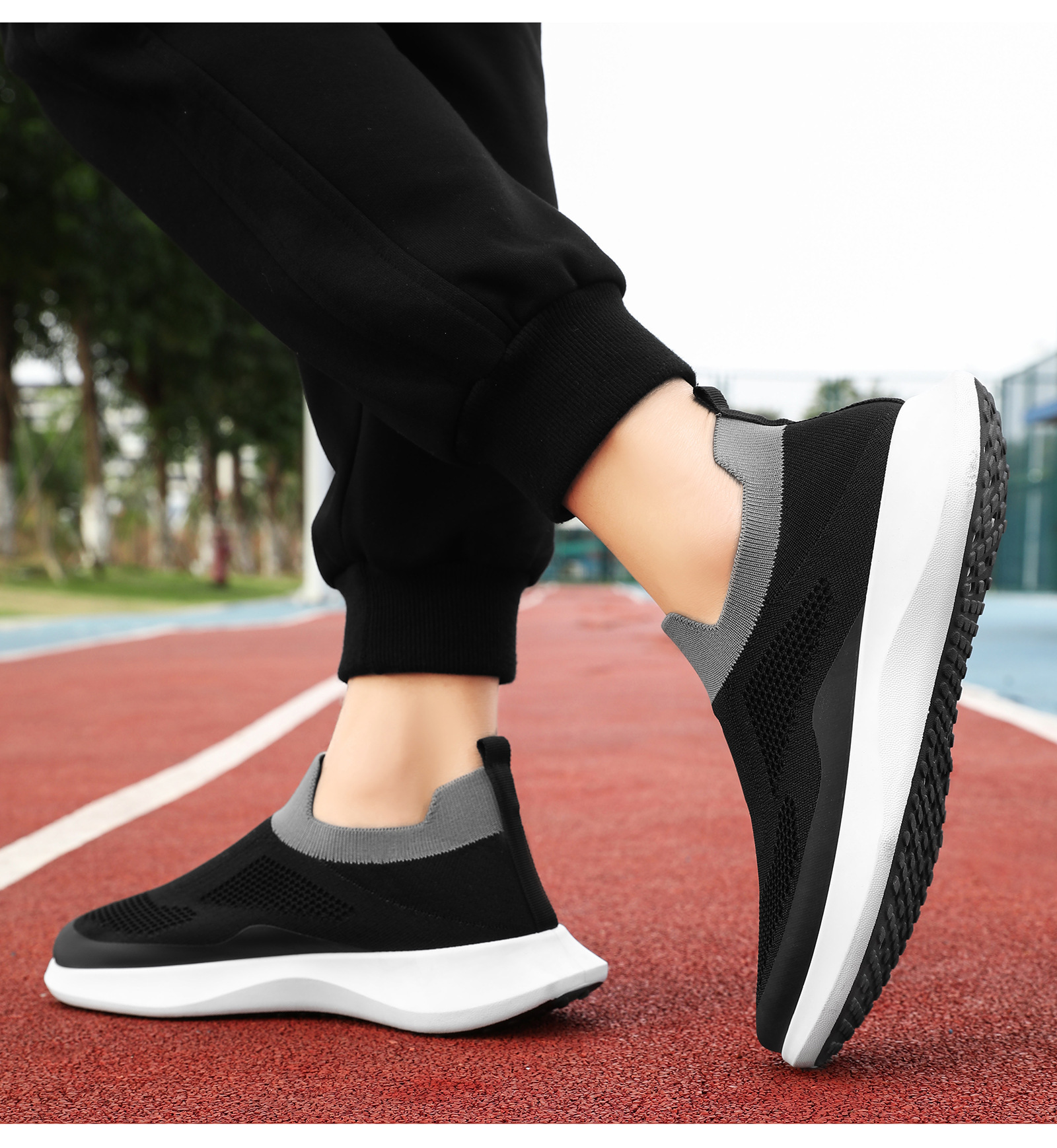 Men's Slip-On Walking Shoes Lightweight Breathable Knit Loafers Comfortable Casual Work Shoes For Men_vogvips.com