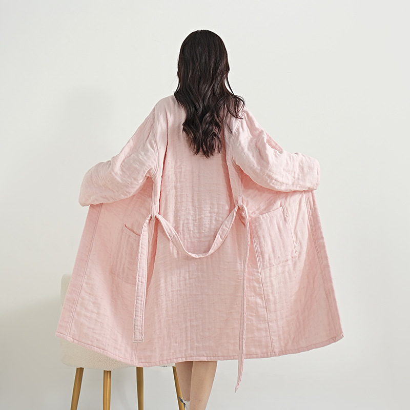 성인용 목욕 가운 A급 4겹 거즈 긴팔 가정용 욕실용 흡수성 통기성 속건성 항균성 흡수성 속건성