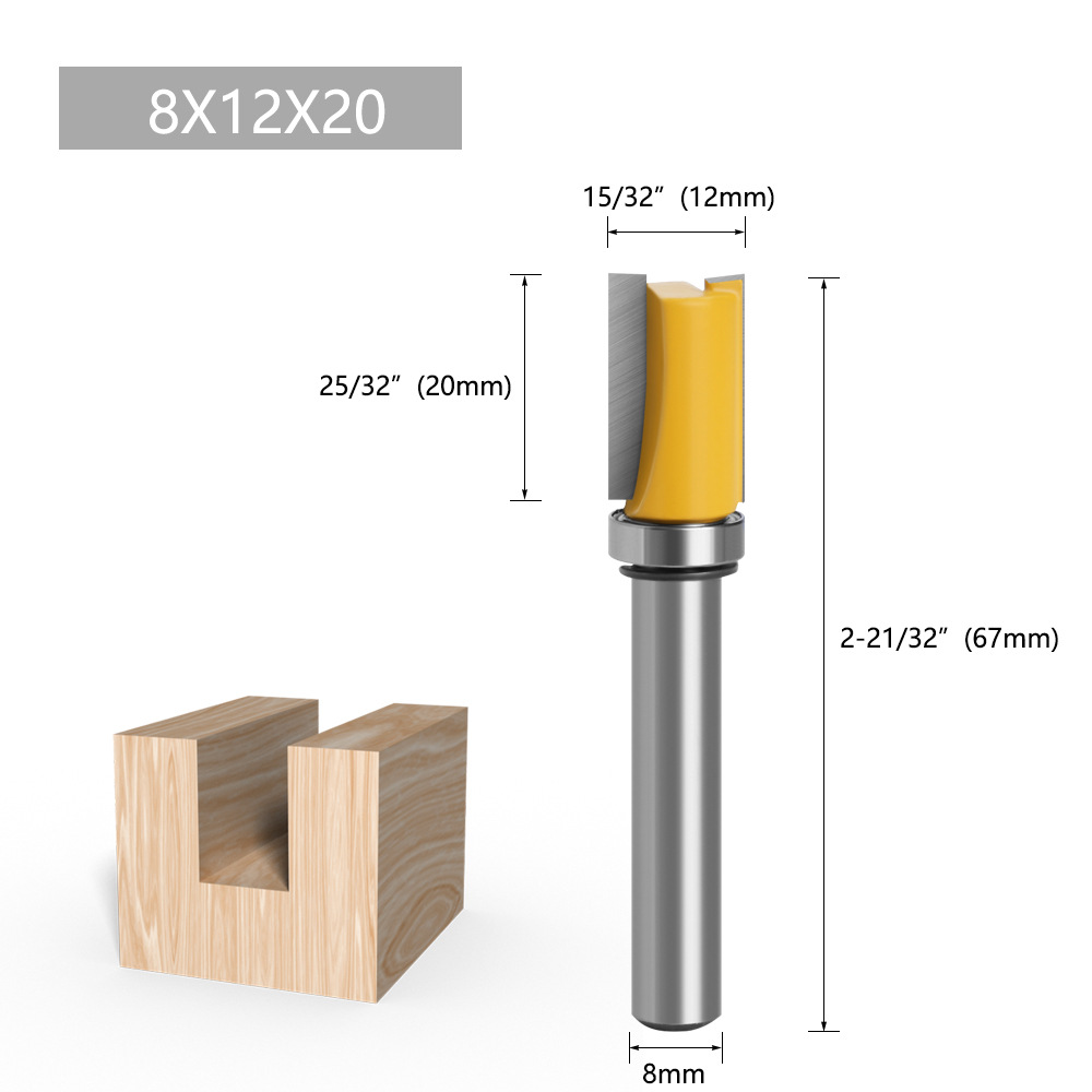 8mm carpintería recorte cuchillo cabeza con rodamiento cuchillo recto imitación carpintería fresado herramienta Gong máquina ranurado doble hoja